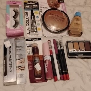 Makeup Bundle NWT L'Oreal Maybelline Cover Girl Lips Eyes Foundation Bronzer